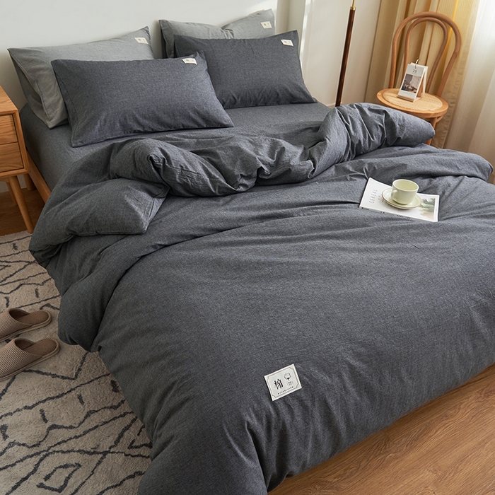 91家纺网 家纺一手货源 找家纺 21度C 2024新款全棉色织水洗被套 洛卡-深灰