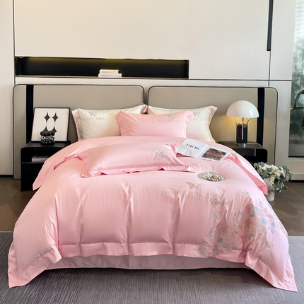 91家纺网 家纺一手货源 找家纺 （总）星蕴家纺 2023新款喷气纯棉蝴蝶刺绣全棉四件套-蝶恋