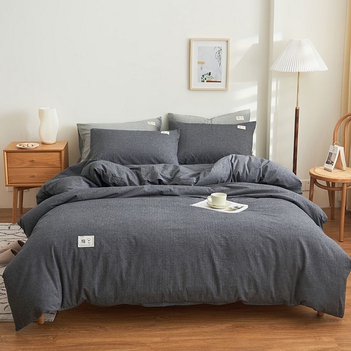 91家纺网 家纺一手货源 找家纺 21度C 2024新款全棉色织水洗被套 洛卡-深灰
