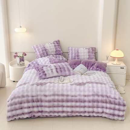 91家纺网 家纺一手货源 找家纺 （总）  一比一 2023新款兔毛七彩印花牛奶绒四件套