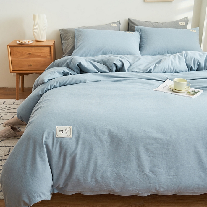 91家纺网 家纺一手货源 找家纺 21度C 2024新款全棉色织水洗被套 洛卡蓝