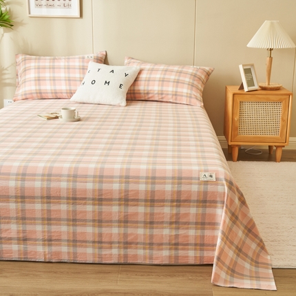 21度C 2024新款全棉色织水洗床单 雅格粉