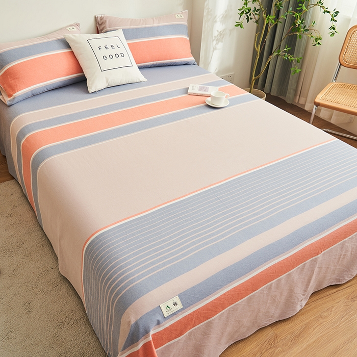 91家纺网 家纺一手货源 找家纺 21度C 2024新款全棉色织水洗床单 莱卡条