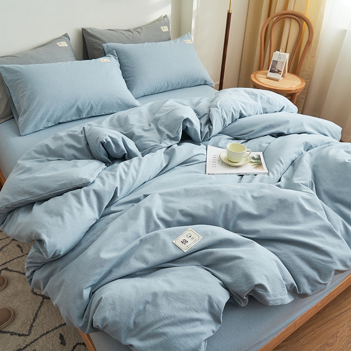 91家纺网 家纺一手货源 找家纺 21度C 2024新款全棉色织水洗被套 洛卡蓝