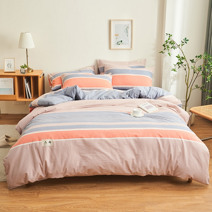 91家纺网 家纺一手货源 找家纺 21度C 2024新款全棉色织水洗被套 莱卡条