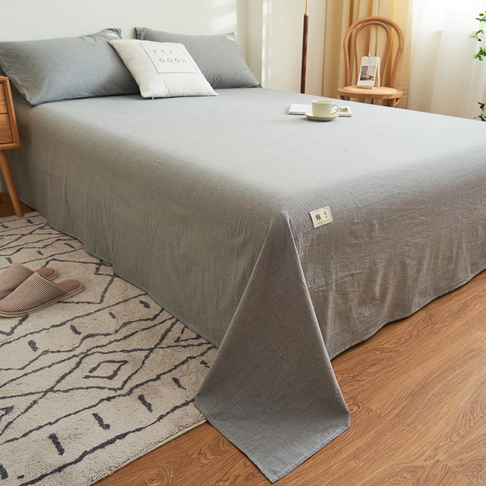 91家纺网 家纺一手货源 找家纺 21度C 2024新款全棉色织水洗床单 落卡-浅灰