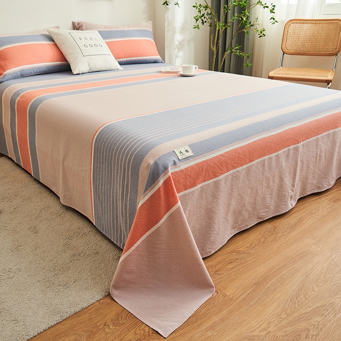 91家纺网 家纺一手货源 找家纺 21度C 2024新款全棉色织水洗床单 莱卡条