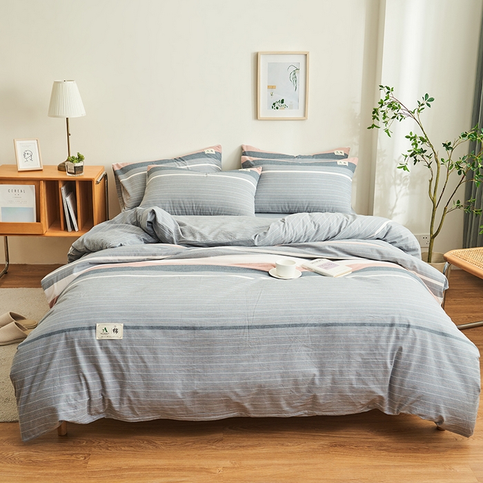 91家纺网 家纺一手货源 找家纺 21度C 2024新款全棉色织水洗被套 流年灰