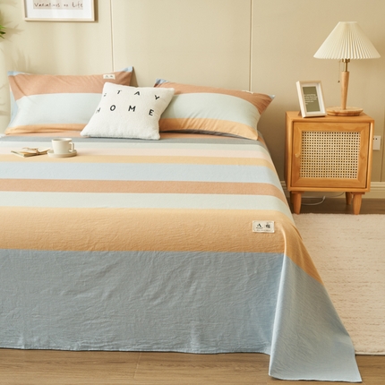 21度C 2024新款全棉色织水洗床单 七彩格