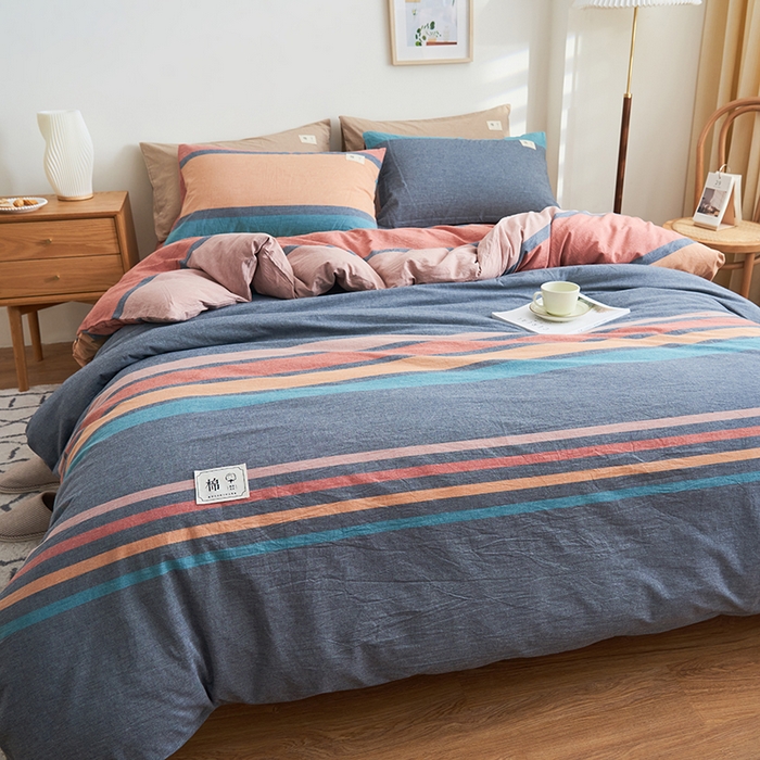 91家纺网 家纺一手货源 找家纺 21度C 2024新款全棉色织水洗被套 兰陵彩条