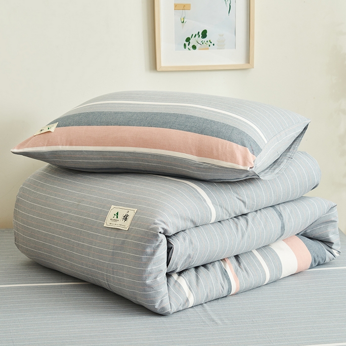 91家纺网 家纺一手货源 找家纺 21度C 2024新款全棉色织水洗被套 流年灰