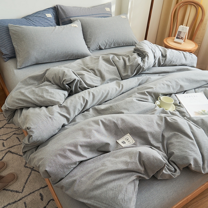 91家纺网 家纺一手货源 找家纺 21度C 2024新款全棉色织水洗被套 洛卡浅灰