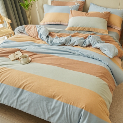 21度C 2024新款全棉色织水洗被套 七彩条