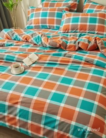 91家纺网 家纺一手货源 找家纺 21度C 2024新款全棉色织水洗被套 卡布蓝