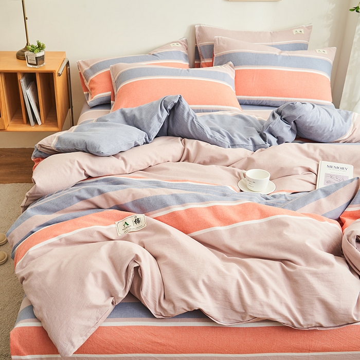 91家纺网 家纺一手货源 找家纺 21度C 2024新款全棉色织水洗被套 莱卡条