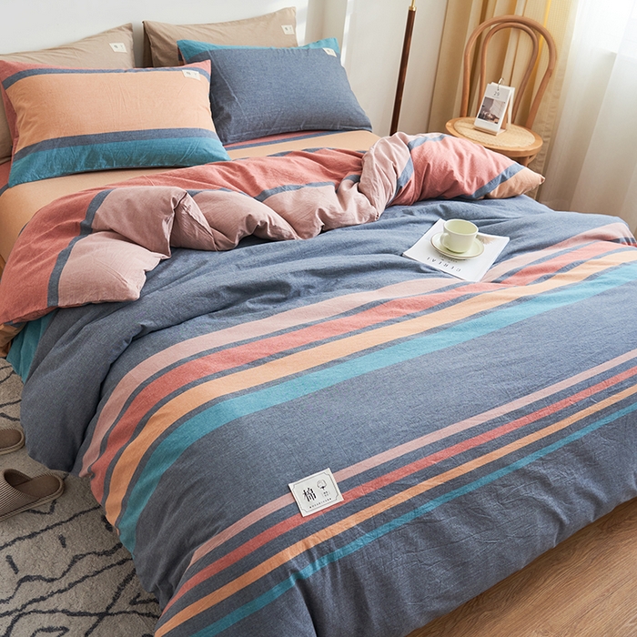 91家纺网 家纺一手货源 找家纺 21度C 2024新款全棉色织水洗被套 兰陵彩条