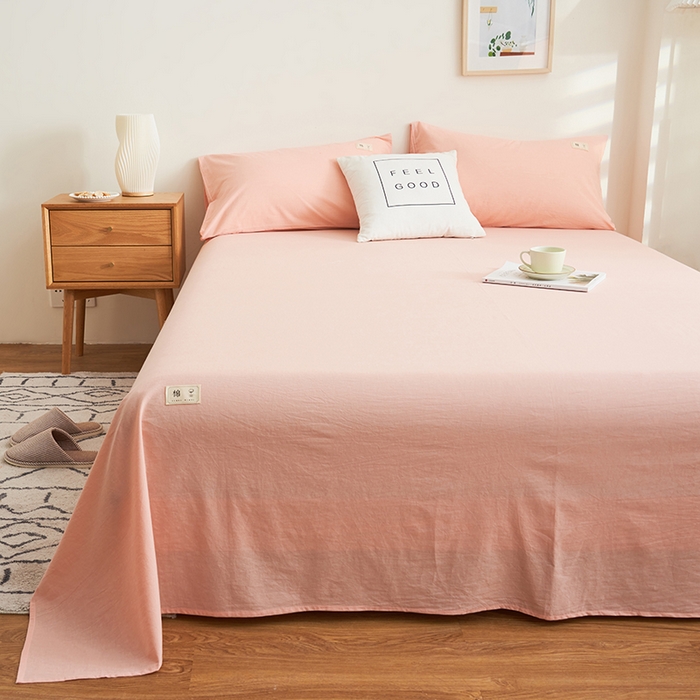 91家纺网 家纺一手货源 找家纺 21度C 2024新款全棉色织水洗床单 落卡-粉