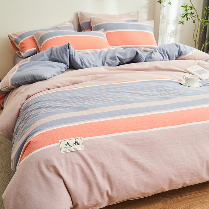 91家纺网 家纺一手货源 找家纺 21度C 2024新款全棉色织水洗被套 莱卡条