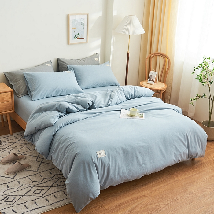 91家纺网 家纺一手货源 找家纺 21度C 2024新款全棉色织水洗被套 洛卡蓝