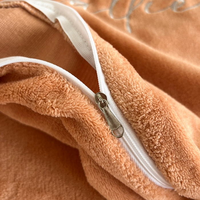 91家纺网 家纺一手货源 找家纺 丝涟家居 2023牛奶绒绣花四件套-山茶花 橙色