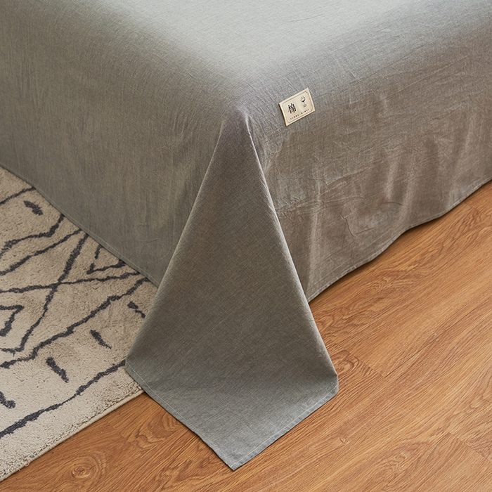 91家纺网 家纺一手货源 找家纺 21度C 2024新款全棉色织水洗床单 落卡-浅灰