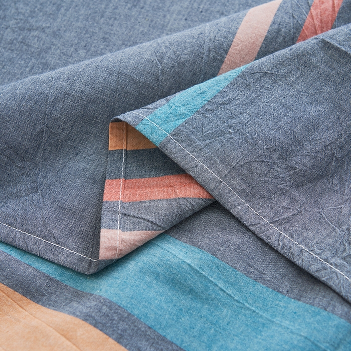 91家纺网 家纺一手货源 找家纺 21度C 2024新款全棉色织水洗床单 兰陵彩条