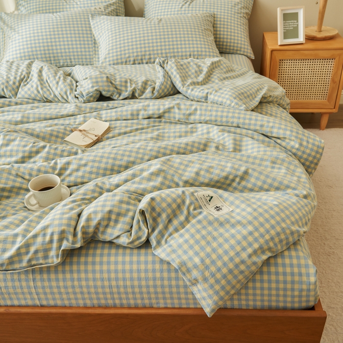 91家纺网 家纺一手货源 找家纺 21度C 2024新款全棉色织水洗被套 琉璃格