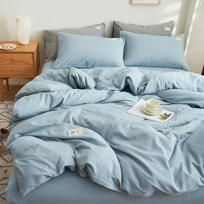 91家纺网 家纺一手货源 找家纺 21度C 2024新款全棉色织水洗被套 洛卡蓝