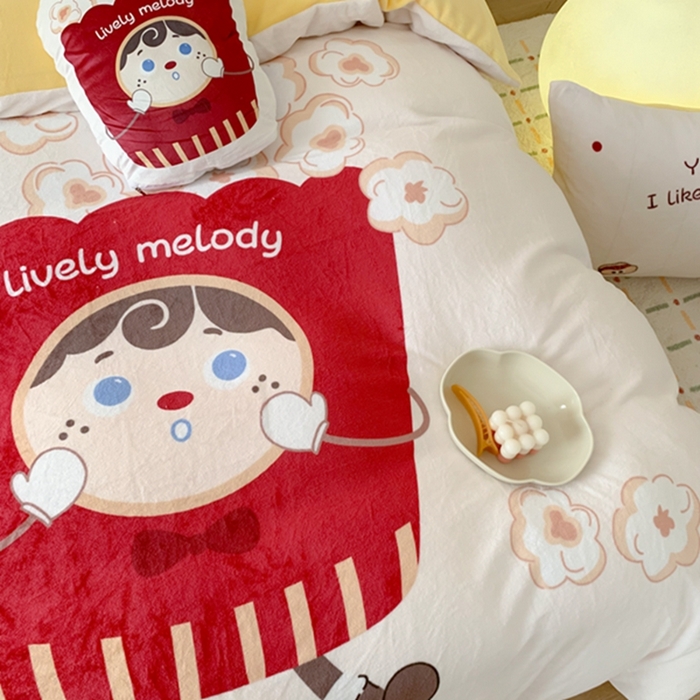 91家纺网 家纺一手货源 找家纺 澳萝拉2023新款大版数码牛奶绒五件套配送同款小抱枕 爆米花