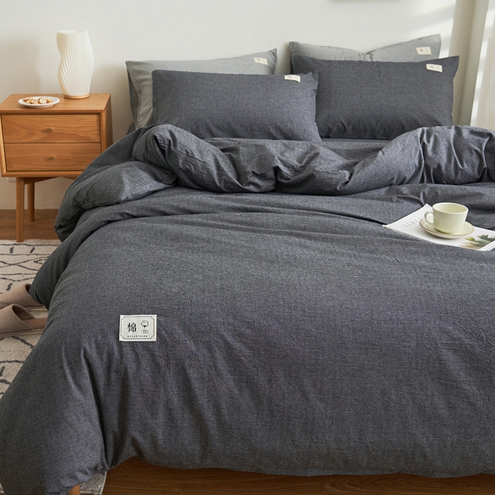 91家纺网 家纺一手货源 找家纺 21度C 2024新款全棉色织水洗被套 洛卡-深灰