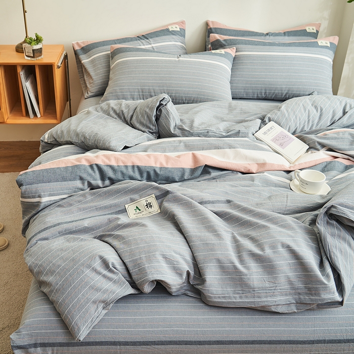91家纺网 家纺一手货源 找家纺 21度C 2024新款全棉色织水洗被套 流年灰