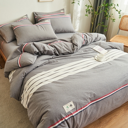 21度C 2024新款全棉色织水洗被套 光阴灰