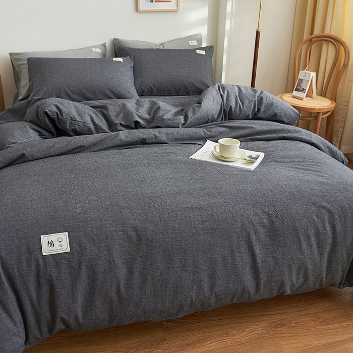 91家纺网 家纺一手货源 找家纺 21度C 2024新款全棉色织水洗被套 洛卡-深灰