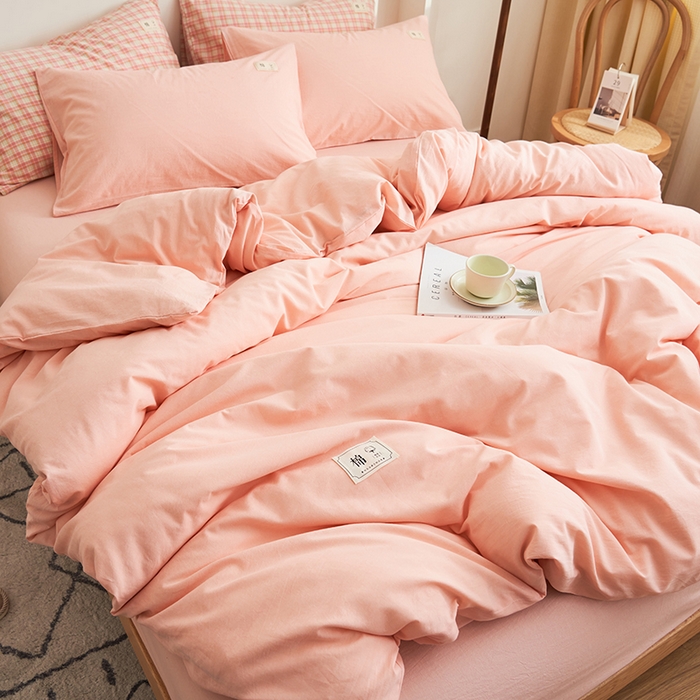 91家纺网 家纺一手货源 找家纺 21度C 2024新款全棉色织水洗被套 洛卡粉