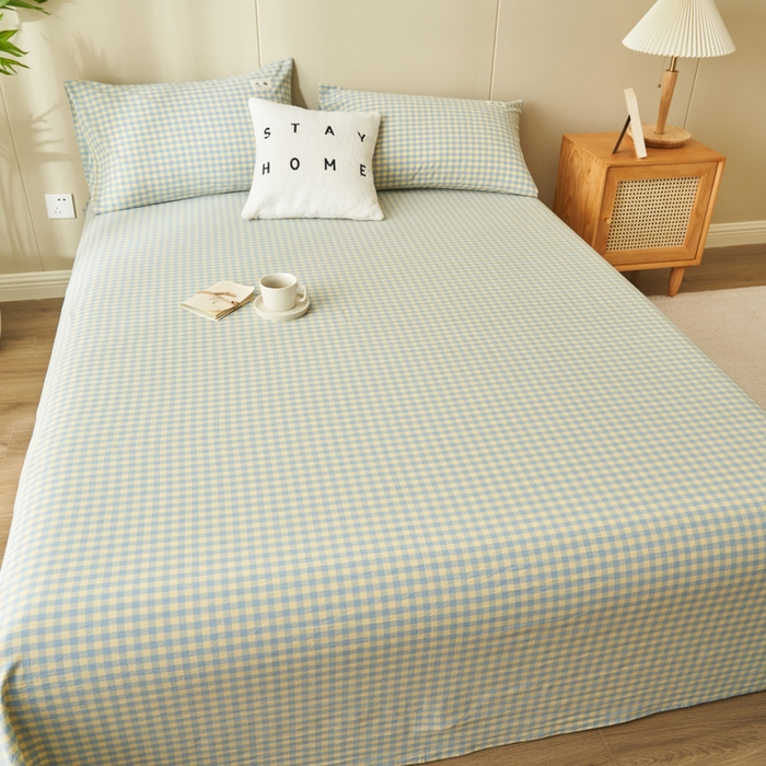 91家纺网 家纺一手货源 找家纺 21度C 2024新款全棉色织水洗床单 琉璃格