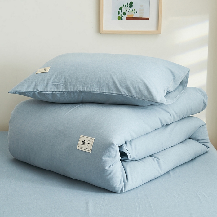 91家纺网 家纺一手货源 找家纺 21度C 2024新款全棉色织水洗被套 洛卡蓝