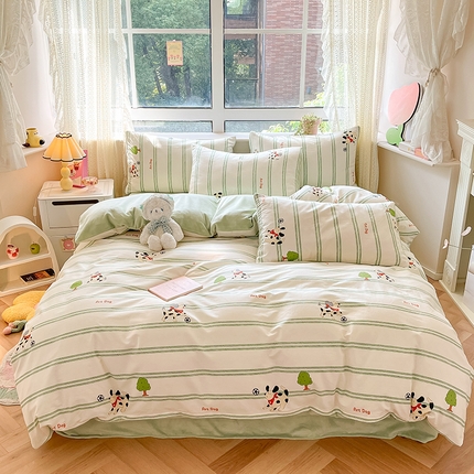 麦伦家居 2023秋冬新品多功能床品全棉加牛奶绒四件套 调皮汪