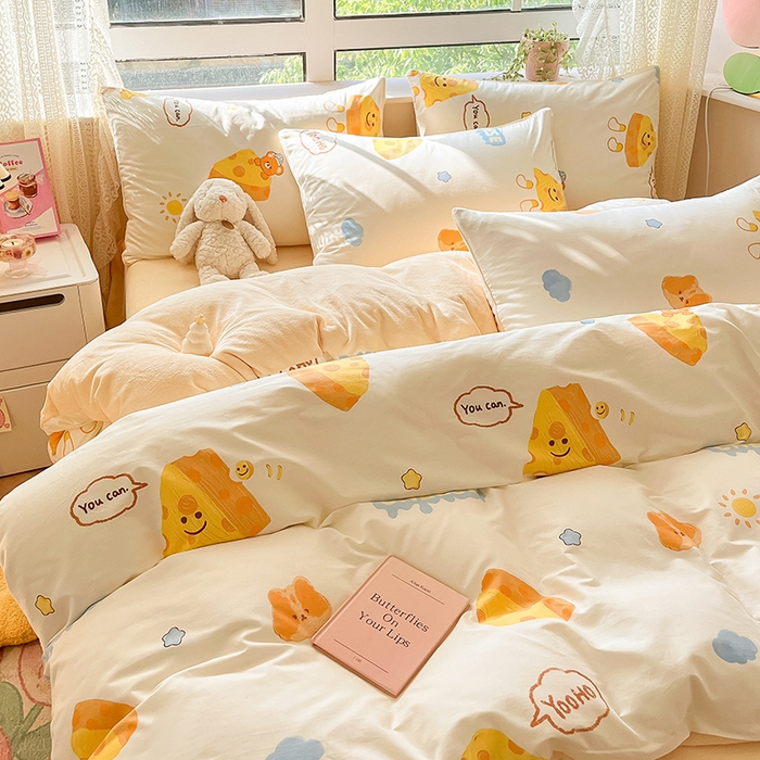 91家纺网 家纺一手货源 找家纺 麦伦家居 2023秋冬新品多功能床品全棉加牛奶绒四件套 芝士奶酪