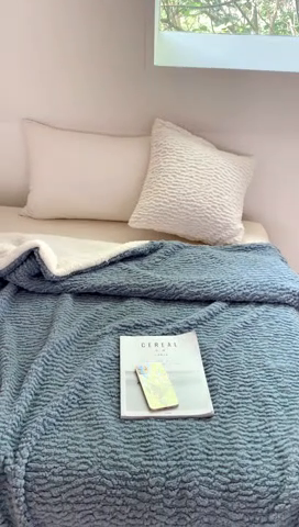 91家纺网 家纺一手货源 找家纺 昔可家纺 2023云朵绒毯 湖水蓝