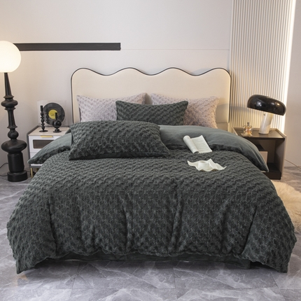 91家纺网 家纺一手货源 找家纺 （总）寐眠 2023新款懒兔毛牛奶绒四件套玫瑰