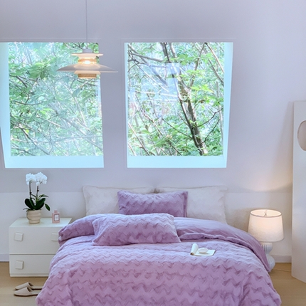 昔可家纺 2023兔兔绒四件套 紫波纹