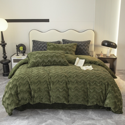 91家纺网 家纺一手货源 找家纺 （总）寐眠 2023新款懒兔毛牛奶绒四件套水波纹