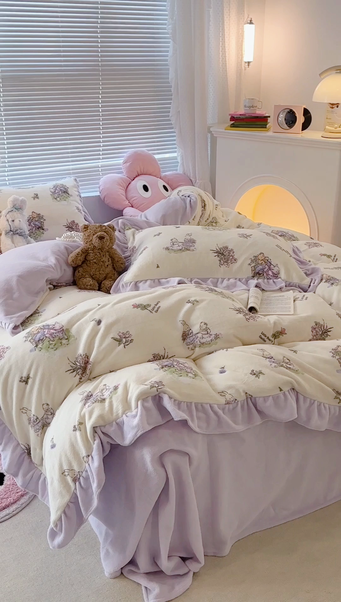 91家纺网 家纺一手货源 找家纺 昔可家纺 2023新款花边款牛奶绒四件套 熊熊花园