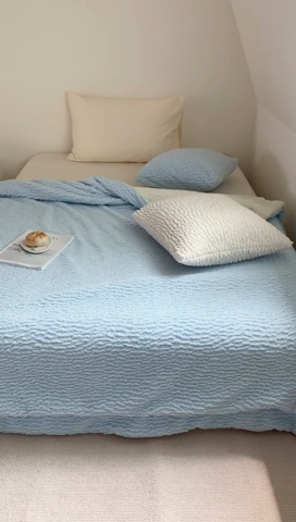 91家纺网 家纺一手货源 找家纺 昔可家纺 2023云朵绒毯 海盐蓝