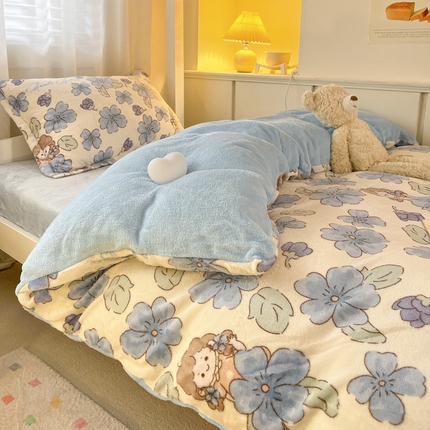 91家纺网 家纺一手货源 找家纺 （总）柒月家居 2023新款亲肤舒适学生床法莱绒套件