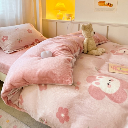 91家纺网 家纺一手货源 找家纺 （总）柒月家居 2023新款亲肤舒适学生床法莱绒套件