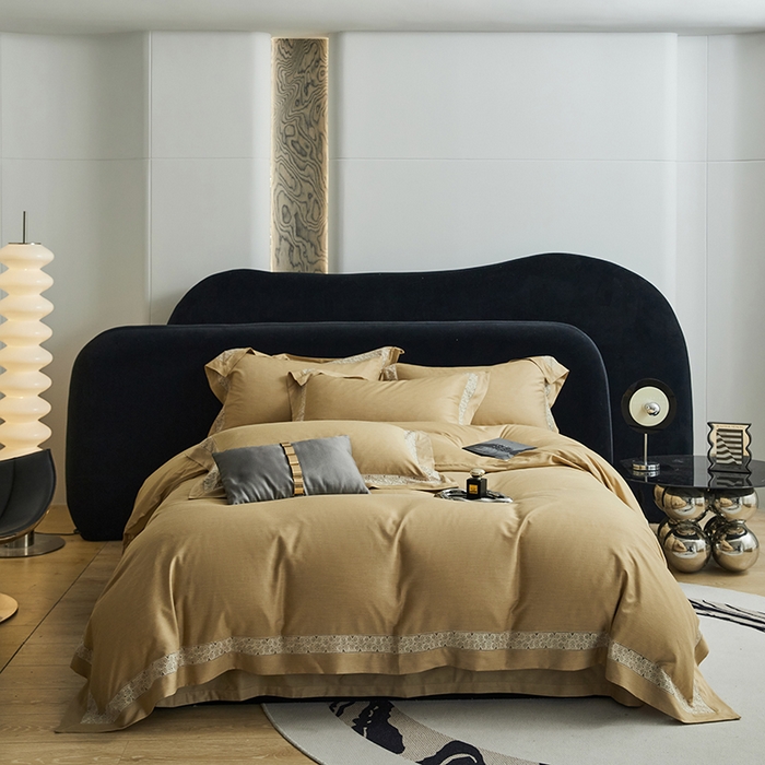 91家纺网 家纺一手货源 找家纺 榻尚家居 2023新款色纺天丝棉磨毛保暖四件套—温莎城堡 温莎城堡-姜黄