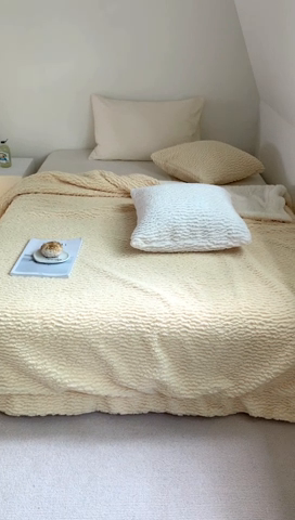 91家纺网 家纺一手货源 找家纺 昔可家纺 2023云朵绒毯 奶油黄