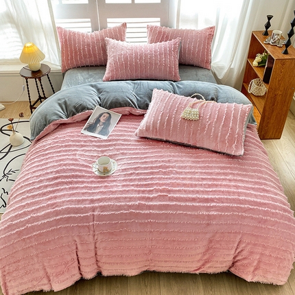 91家纺网 家纺一手货源 找家纺 （总）吾诺家居 2023新款保暖流苏绒牛奶绒四件套