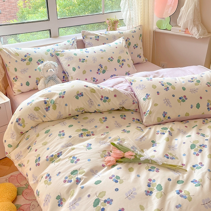 91家纺网 家纺一手货源 找家纺 麦伦家居 2023秋冬新品多功能床品全棉加牛奶绒四件套 北野花雾